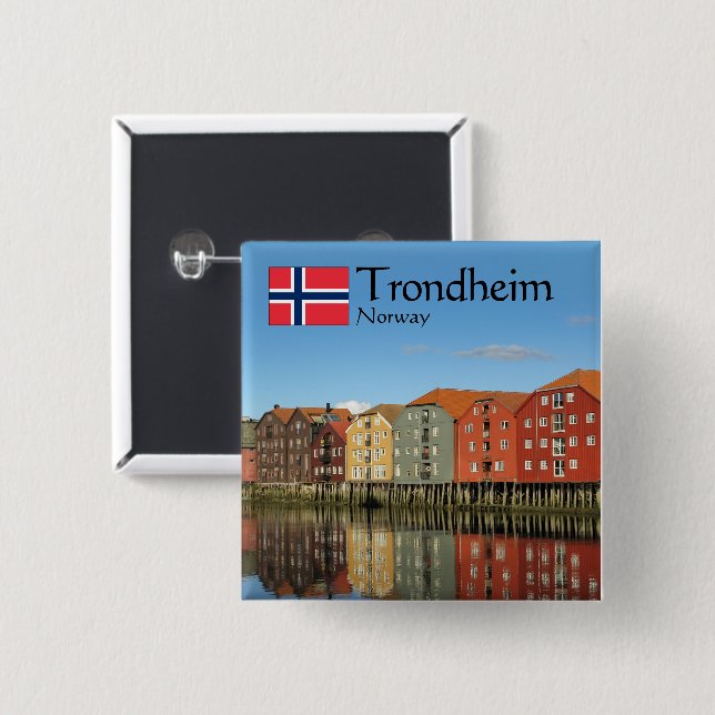 Chapa Cuadrada Trondheim Noruega Souvenir (Anverso y reverso)