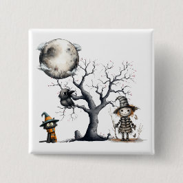 Chapa Cuadrada Truco de Halloween o trato con personajes divertid