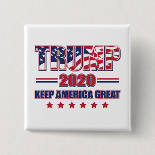Chapa Cuadrada Trump 2020 Mantenga a Estados Unidos grande