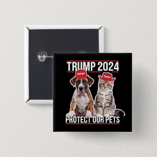 Chapa Cuadrada Trump 2024 Protege Nuestros Animales Gatos Perros 