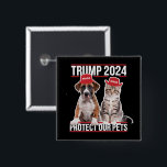 Chapa Cuadrada Trump 2024 Proteja a nuestros Mascotas Gatos Perro<br><div class="desc">Trump 2024 Proteja a nuestros Mascotas Gatos Perros MAGA</div>