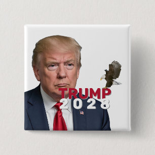 Chapa Cuadrada Trump 2028 Texto con águila calva