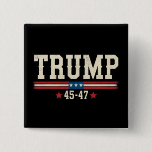 Chapa Cuadrada Trump 45 47 Bandera Estadounidense USA Retro Vinta