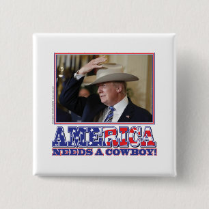 CHAPA CUADRADA TRUMP-AMÉRICA-COWBOY