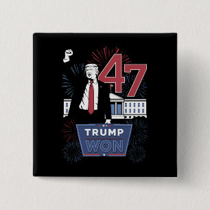 Chapa Cuadrada Trump Ganó 2024 Presidente 47 América EE. UU.