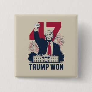 Chapa Cuadrada Trump Ganó De Nuevo Elección 2024 Presidente 47º