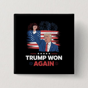 Chapa Cuadrada Trump Ganó De Nuevo Presidente 47 USA Vintage