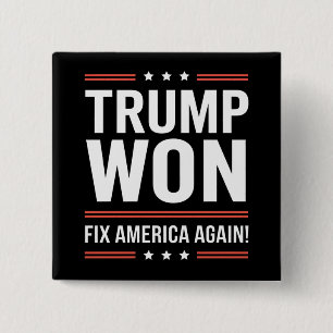 Chapa Cuadrada Trump Ganó MAGA Trump Ganador 2024 Arregla América