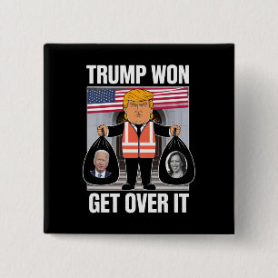 Chapa Cuadrada Trump Ganó Olvídate MAGA Ganó Elección 2024 
