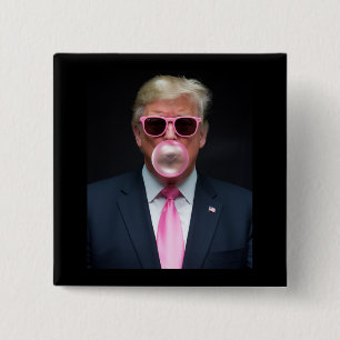 Chapa Cuadrada Trump Pink Bubble Gum President 47 USA