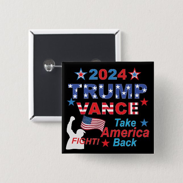 CHAPA CUADRADA TRUMP VANCE 2024 (Anverso y reverso)