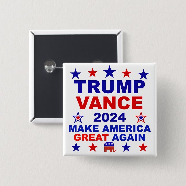 Chapa Cuadrada Trump Vance 2024 (Anverso y reverso)