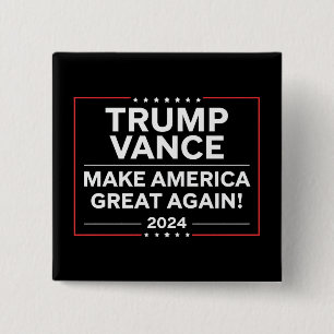Chapa Cuadrada Trump Vance 2024 Presidente JD Vance Vice MAGA