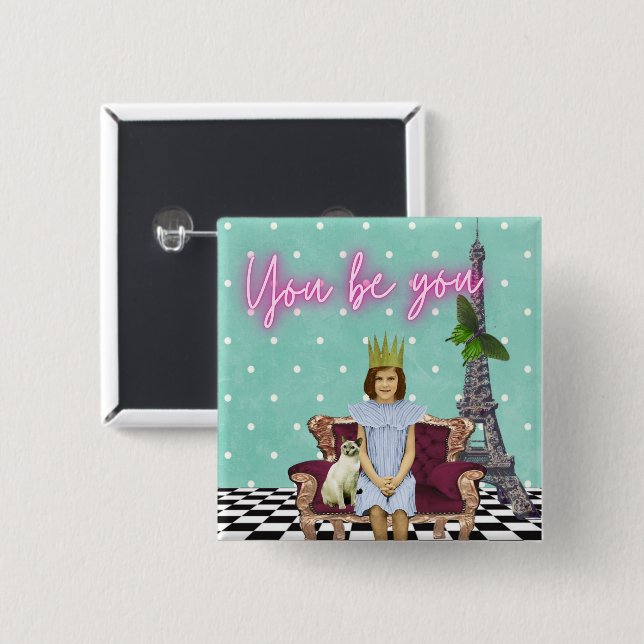 Chapa Cuadrada Tú eres tú fortaleciendo el arte pop Chica (Anverso y reverso)