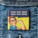 Chapa Cuadrada Tu Gato Lo Haces Rosie The Riveter Feminist<br><div class="desc">El botón feminista del Riveter - Este botón/insignia sensacionalista tiene un diseño basado en el "¡Podemos hacerlo!" Poster de propaganda estadounidense. Asociada con Rosie the Riveter, quien fue fundamental en el movimiento de mujeres a la fuerza laboral remunerada durante la Segunda Guerra Mundial. Esta imagen del ícono feminista con gato...</div>