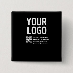 Chapa Cuadrada Tu logotipo con código QR editable y texto