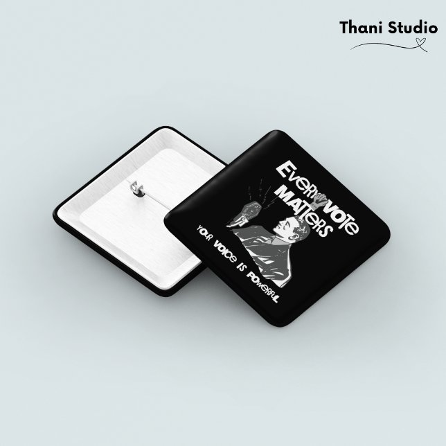 Chapa Cuadrada Tu voto importa Elección Política Blanco Impreso (Subido por el creador)