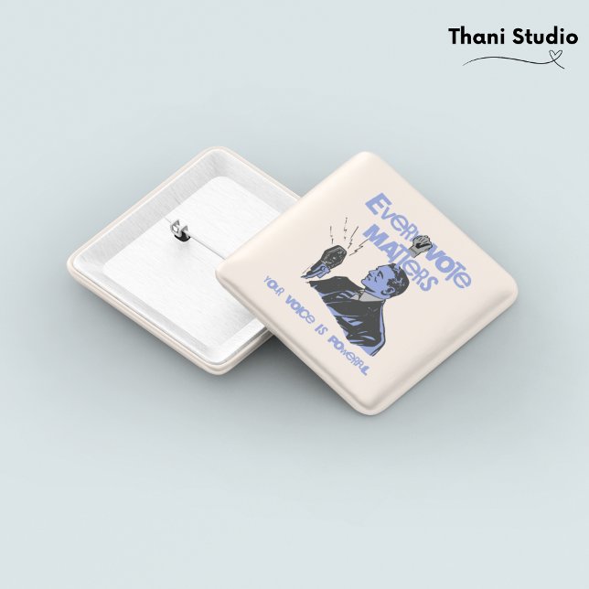 Chapa Cuadrada Tu voto importa las elecciones azul político impre (Subido por el creador)