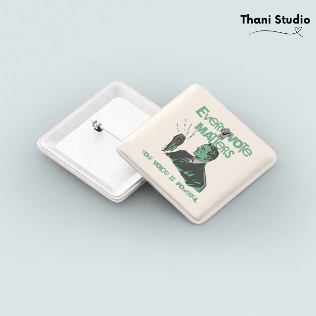 Chapa Cuadrada Tu voto importa las elecciones Verde político impr (Subido por el creador)