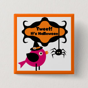 Chapa Cuadrada Tuitear camisetas y regalos de Halloween