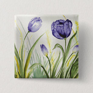 Chapa Cuadrada Tulipanes de Primavera Púrpura