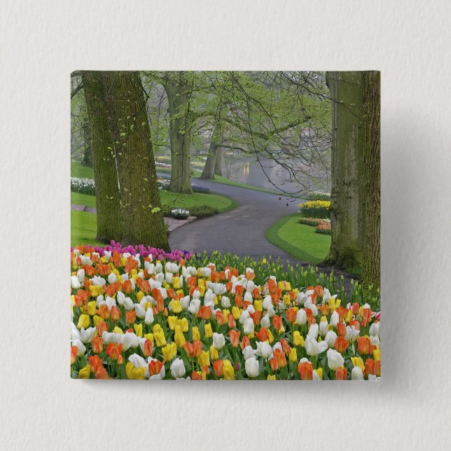 Chapa Cuadrada Tulipanes y carreteras, Keukenhof Gardens, Lisse, (Anverso)