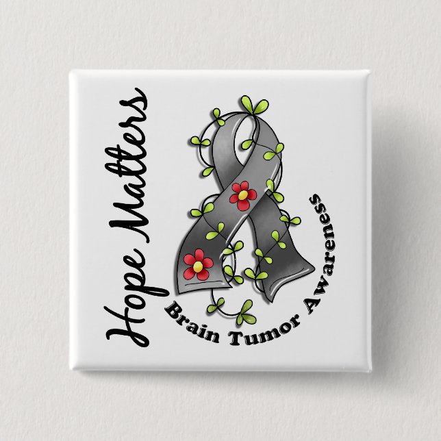 Chapa Cuadrada Tumor cerebral de las materias de la esperanza de (Anverso)