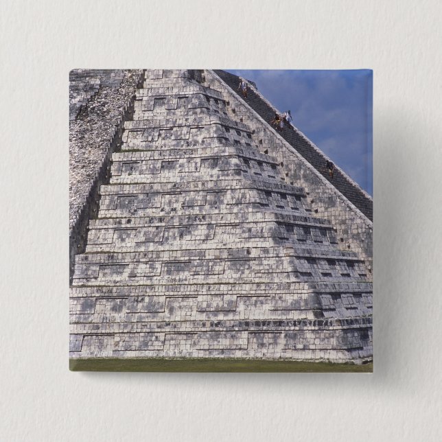 Chapa Cuadrada Turistas escalando escaleras de El Castillo, piedr (Anverso)