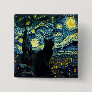 Chapa Cuadrada Tuxedo gato estrellado noche Tuxedo dueño de gato