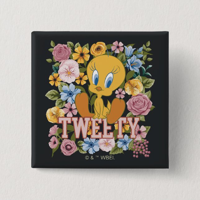 Chapa Cuadrada TWEETY™ Floral Embroidery Graphic (Anverso)