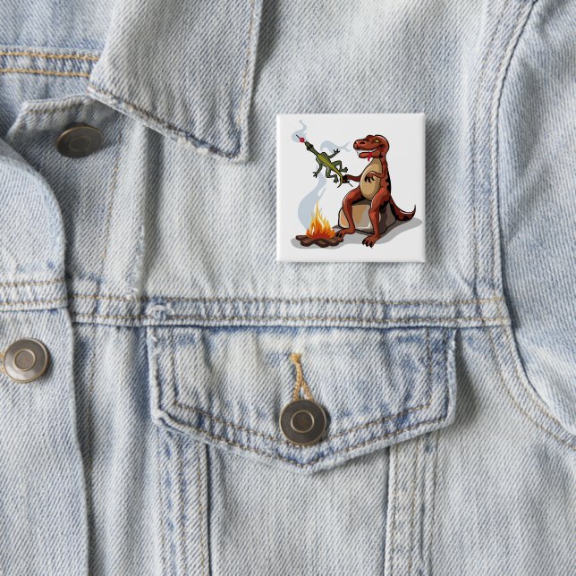 Chapa Cuadrada Tyrannosaurus Rex Cocina Sobre Una Fogata. (In situ)