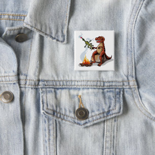 Chapa Cuadrada Tyrannosaurus Rex Cocina Sobre Una Fogata.