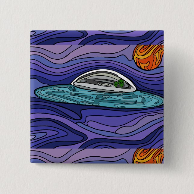 Chapa Cuadrada UFO de nave espacial Alien UAP paranormal (Anverso)