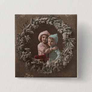 Chapa Cuadrada Un abrazo feliz de los niños de ChristmasLittle