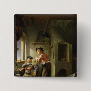 Chapa Cuadrada Un alquimista y su ayudante en su taller