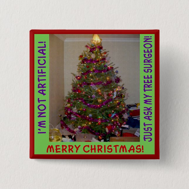 Chapa Cuadrada Un árbol de Navidad real (Anverso)