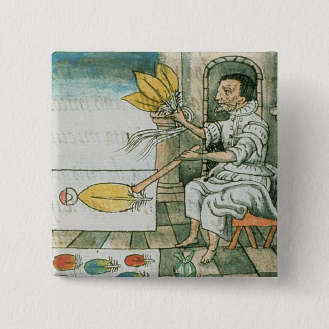 Chapa Cuadrada Un artesano azteca de la pluma (Anverso)