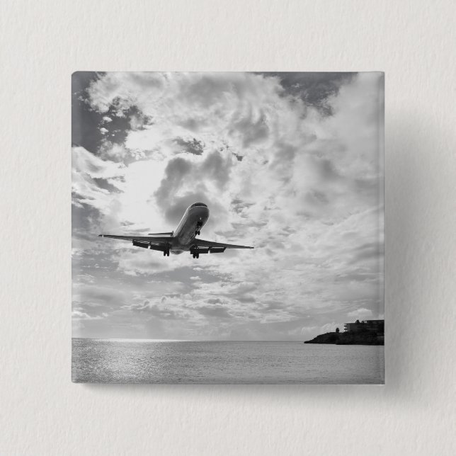 Chapa Cuadrada Un avión llega para aterrizar en Princess (Anverso)