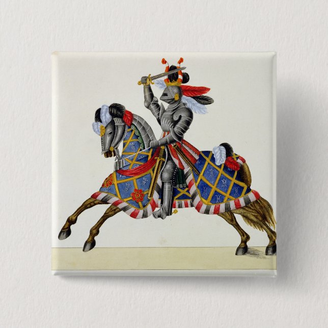 Chapa Cuadrada Un caballero en un torneo, placa 'de una historia (Anverso)