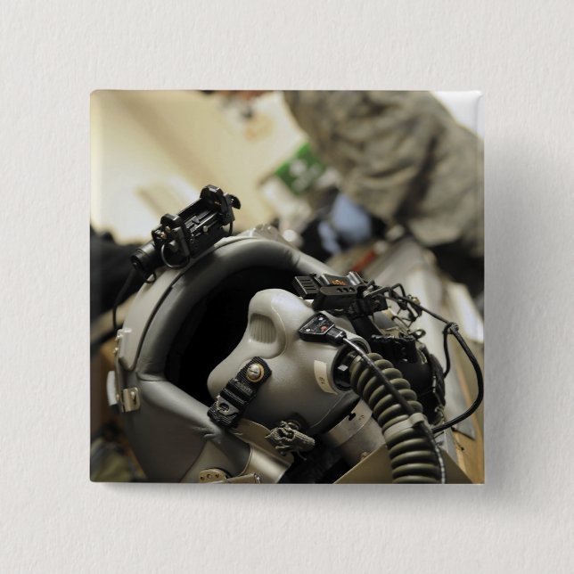 Chapa Cuadrada Un casco de la tripulación de vuelo completamente  (Anverso)