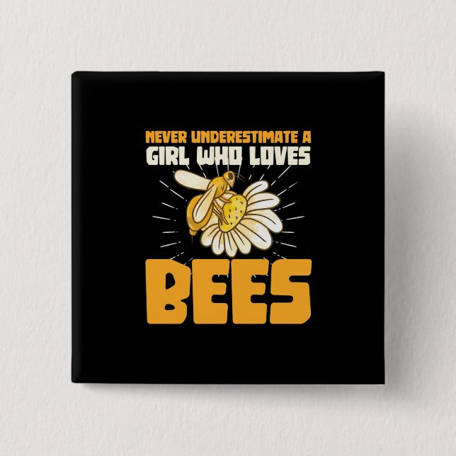 Chapa Cuadrada Un Chica que ama a las abejas (Anverso)