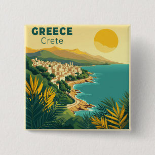 Chapa Cuadrada Un clásico cartel de viaje nostálgico – Grecia Cre