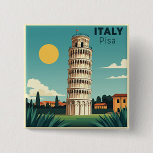Chapa Cuadrada Un clásico cartel de viaje nostálgico – Pisa Itali