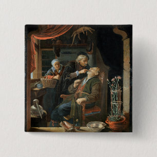 Chapa Cuadrada Un dentista que examina el diente de un viejo