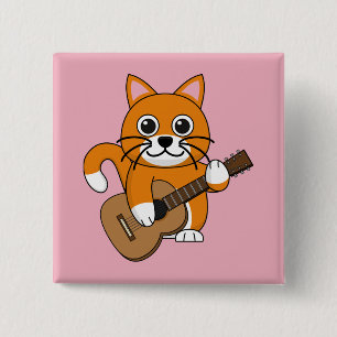 Chapa Cuadrada Un gato blanco Naranja lindo tocando Personalizado