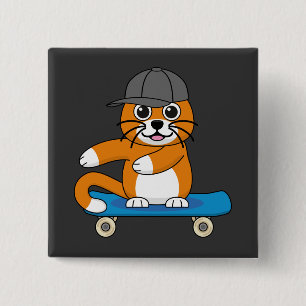 Chapa Cuadrada Un gato Naranja lindo en un Personalizado de skate