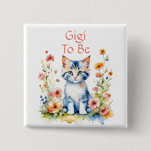Chapa Cuadrada Un Gigi con tema de gatito lindo para ser Baby Sho