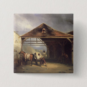 Chapa Cuadrada Un herrador que calza un caballo