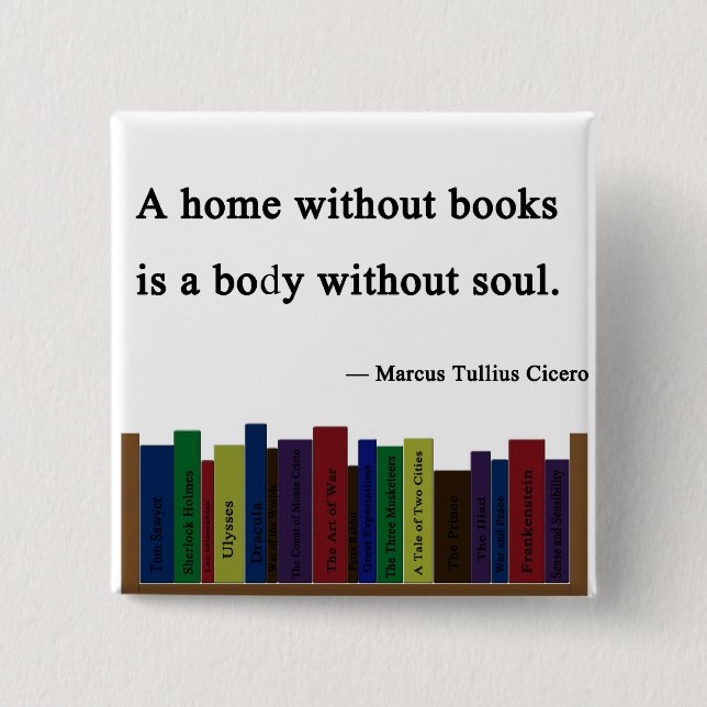Chapa Cuadrada Un hogar sin el Pin de los libros (Anverso)