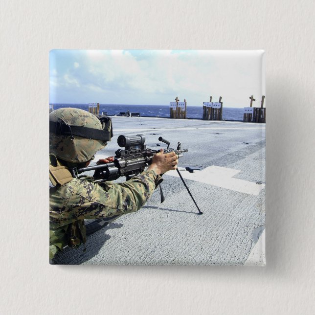 Chapa Cuadrada Un infante de marina estadounidense ajustando su a (Anverso)